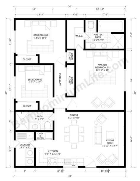 two bedroom 30x40 floor plan